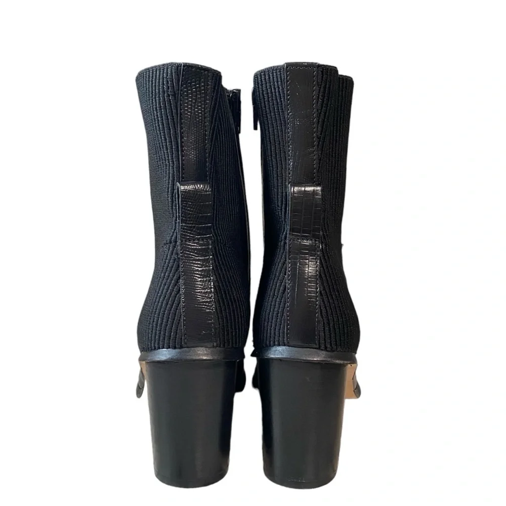 Andre Assous Venice Boot Lizard Embossed Block Heel Zip Boots